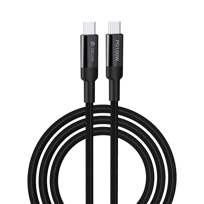 Devia - 1.5m (100W) Mesh Armour Power Delivery - Type C to Type C Cable - Black