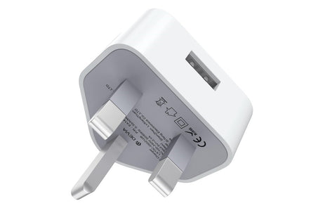 Devia - 2.1A USB 3-Pin UK Charging Plug - White